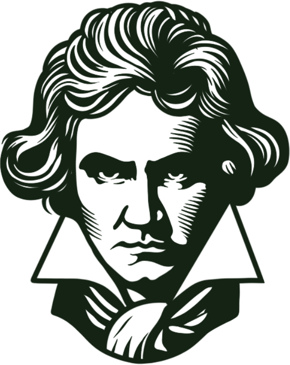 Referenz Cavatina Porträt von Ludwig van Beethoven in schwarz-weißer Grafik.